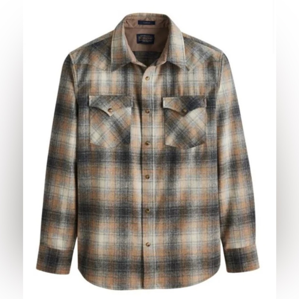 Pendleton Men's Plaid Shirt Jacket - Tan and Black